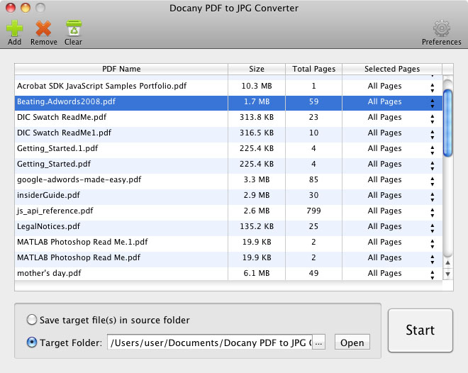 Docany PDF to JPG Converter for Mac Screenshot
